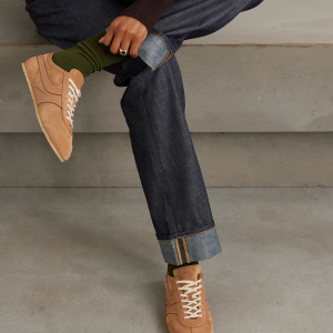 Leather-trimmed suede sneakers