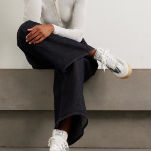 Kick suede and metallic leather sneakers