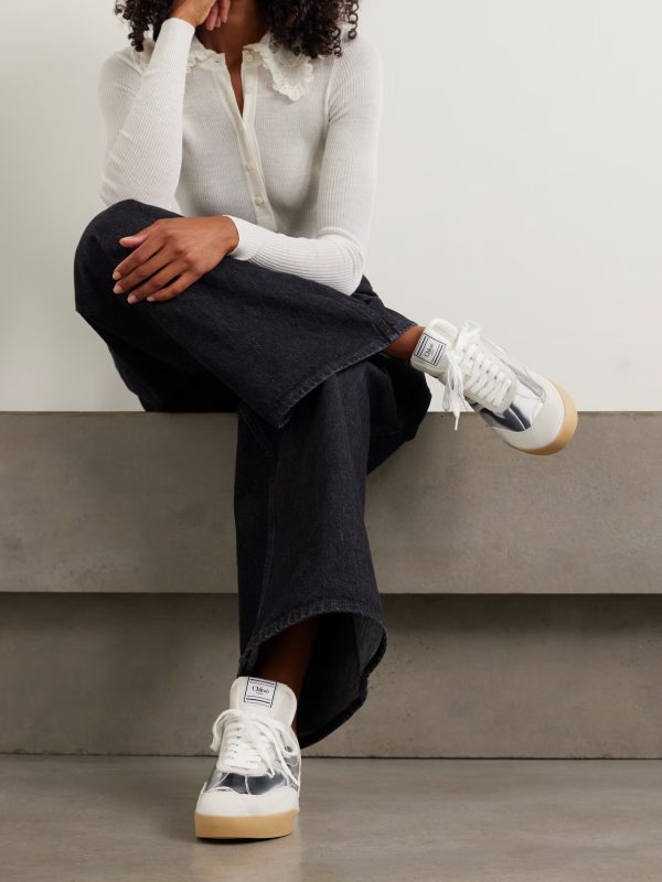 Kick suede and metallic leather sneakers
