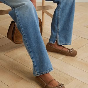 Horsebit-detailed suede ballet flats