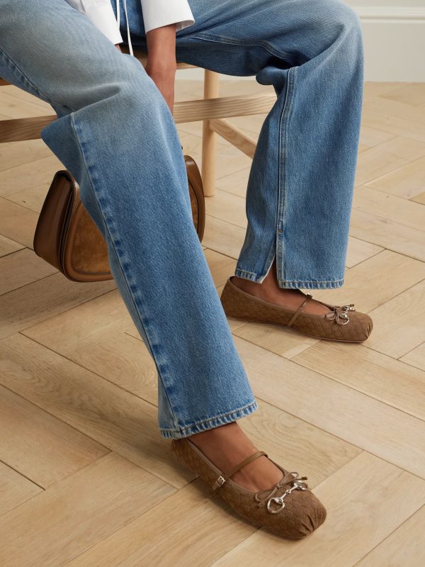 Horsebit-detailed suede ballet flats